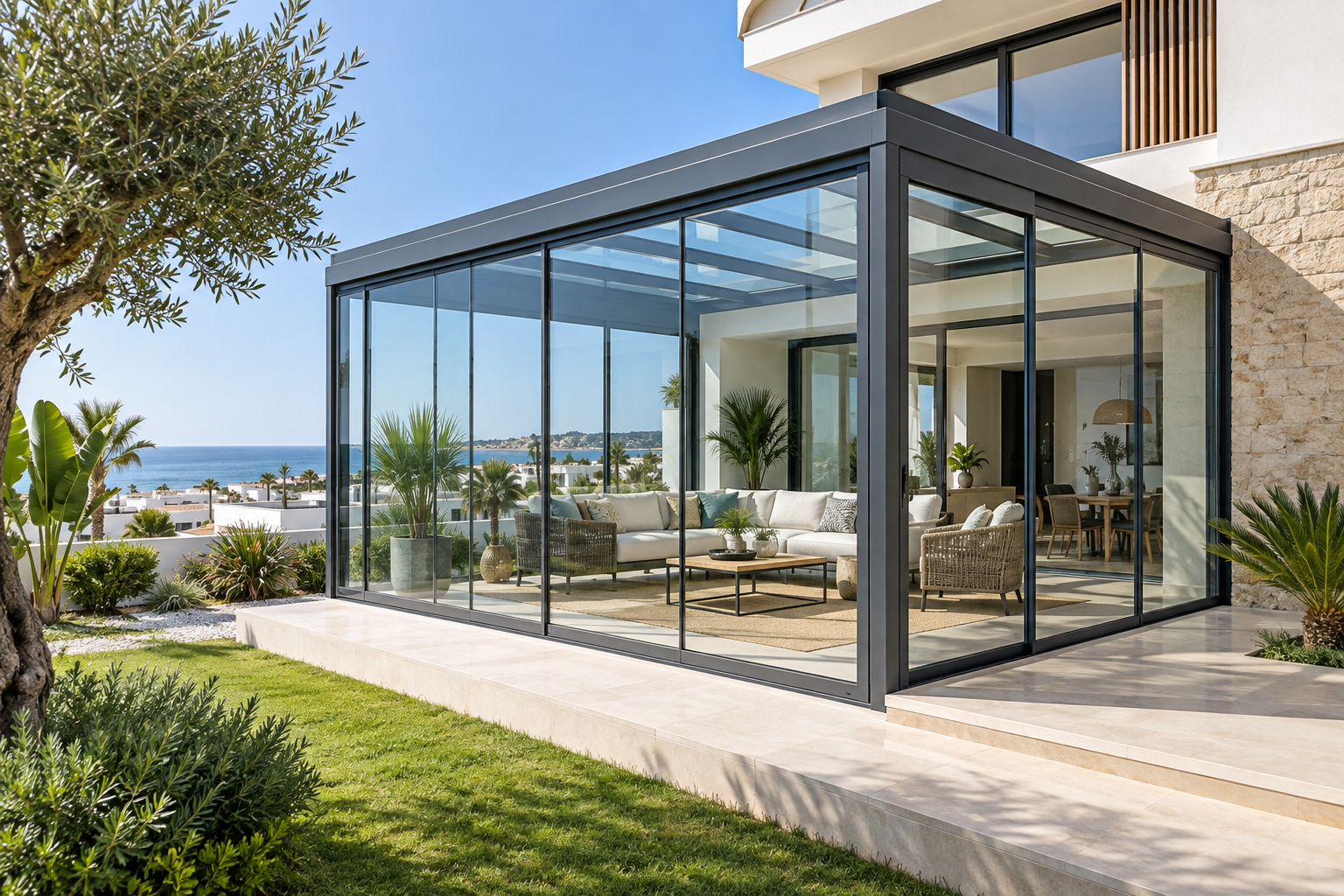Photo 2 de Pergola Bioclimatique, Véranda et Menuiserie Aluminium Alubistes