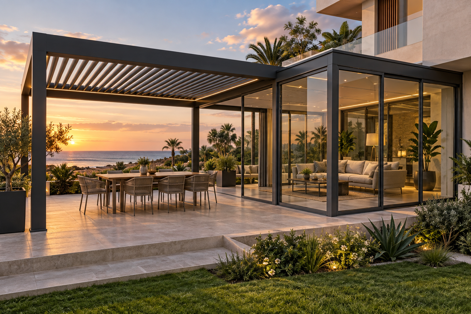 Photo 3 de Pergola Bioclimatique, Véranda et Menuiserie Aluminium Alubistes